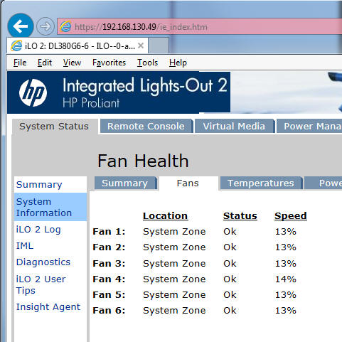 DL380 Fans when not in thermal runaway